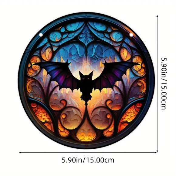 Bat Suncatcher Halloween Black Flying 6" Scary Spooky Horror Hanging Decoration - Picture 4 of 4